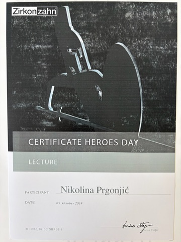 Sertifikat · Heroes Day Lecture, 5. oktobar 2019